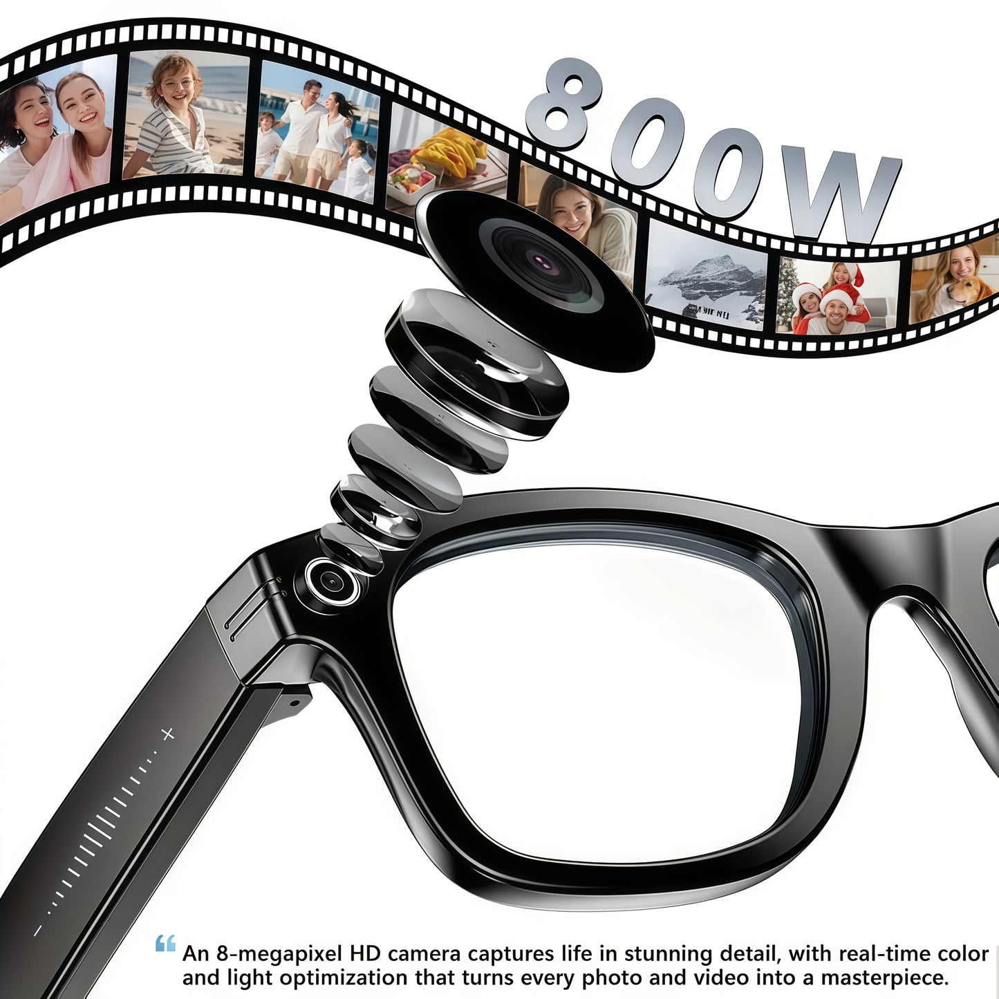 Gafas inteligentes con IA, cámara de alta definición