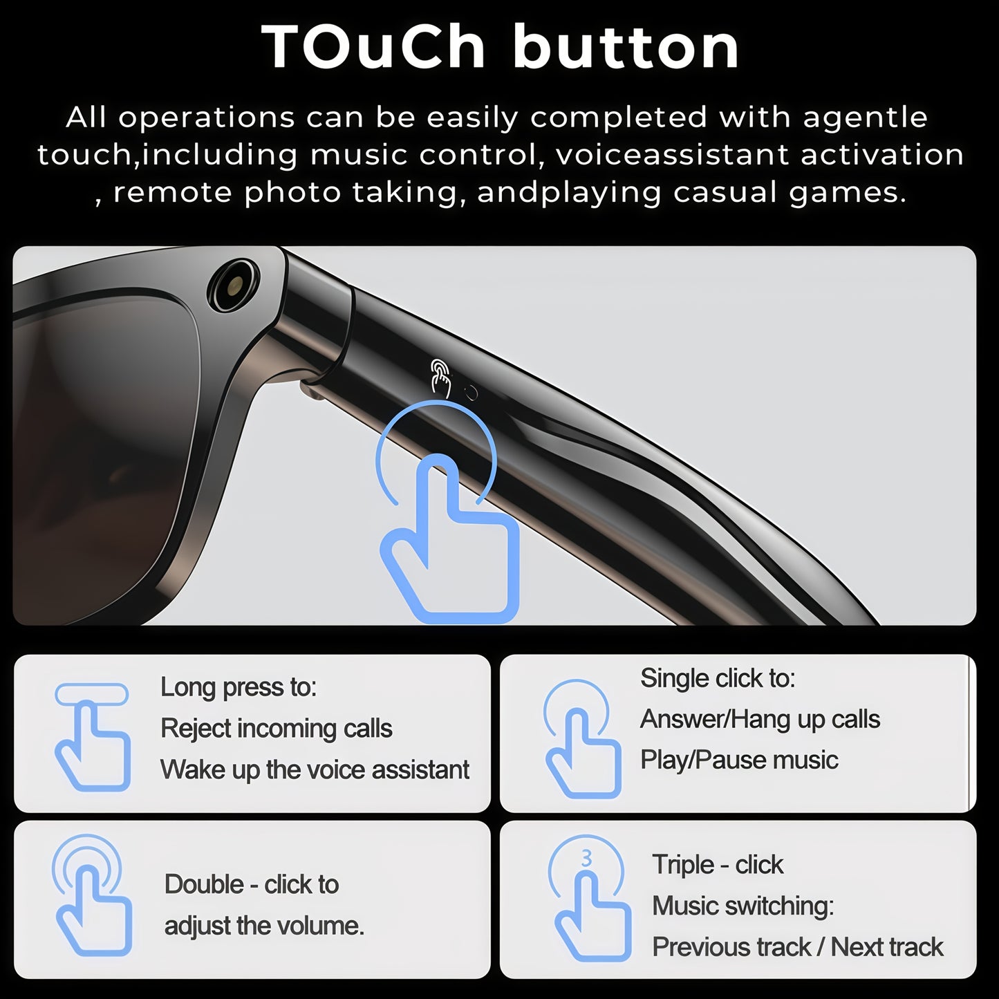Las nuevas gafas inteligentes admiten control táctil