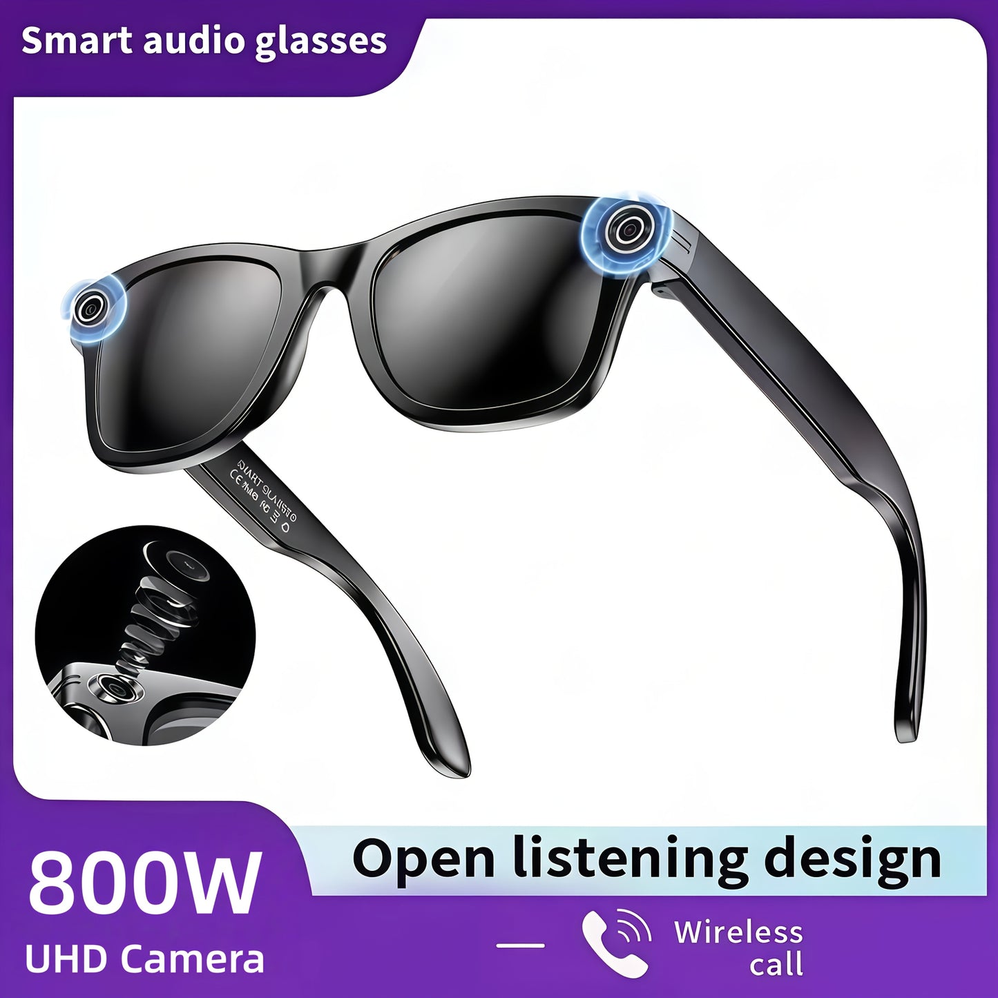 Gafas inteligentes con IA, cámara de alta definición