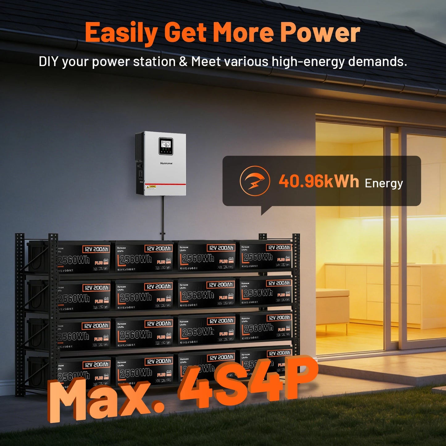 Humsienk 12V 100AH 200AH 24V 200Ah LiFePO4 Battery, Built-in BMS, 15000+ Deep Cycle, Low-Temp Protection, Rechargeable Lithium Battery for RV, Van, Golf Cart, Boat, Camper, Marine, Trolling Motor, Off-Grid, Solar Energy Stora