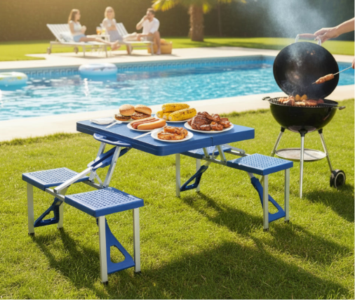 Siamese Folding Tables And Chairs-Plastic PS Thickening
