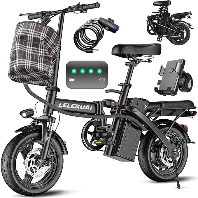 520W Electric Bike 20-24MPH 32Mi 48V 10Ah 3-Level Pedal Assist 14in Foldable Mini E-Bike UL2849, Custom