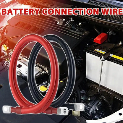 2AWG 19 Inch Heavy Duty Pure Copper Battery Cable Set 1 Positive 1 Negative 3/8 Inch M10 Thickened Terminals For Car Solar D2J5