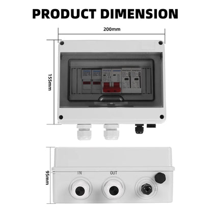 Solar photovoltaic PV DC Combiner Box Surge Lightning Protection 1 input 1 out DC 600V Fuse MCB SPD HT Waterproof Box IP65