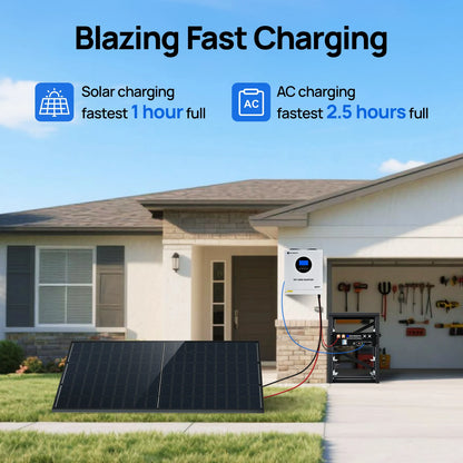 ECO-WORTHY 5.12kWh 48V 100Ah Lithium LiFePO4 Battery+5kW 48V Off-grid Inverter for Home Backup, Emergency Use