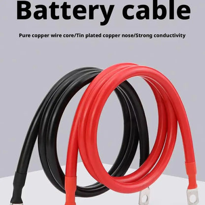 2AWG 19 Inch Heavy Duty Pure Copper Battery Cable Set 1 Positive 1 Negative 3/8 Inch M10 Thickened Terminals For Car Solar D2J5