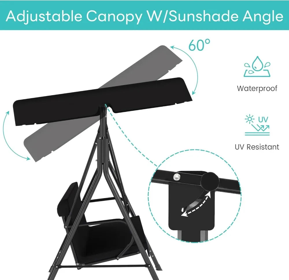 Outdoor Patio Swing Chair with Adjustable Canopy