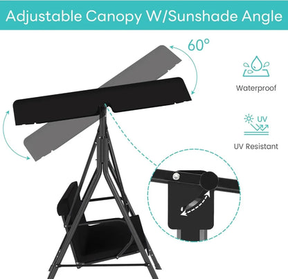 Outdoor Patio Swing Chair with Adjustable Canopy