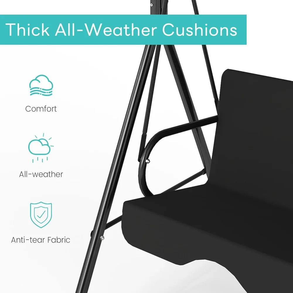 Outdoor Patio Swing Chair with Adjustable Canopy