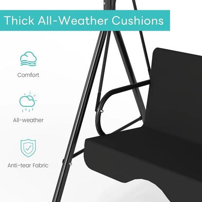 Outdoor Patio Swing Chair with Adjustable Canopy