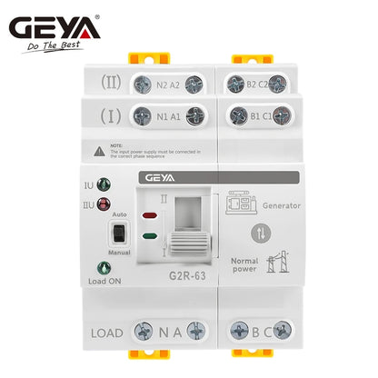 ATS Mini Automatic Transfer Switch 220V Din Rail Dual Power Electrical Selector Switches Uninterrupted Power 63A
