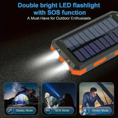 Outdoor Power Non-Stop: 10000mAh Solar Power Bank | QC3.0 Fast Charge, Bright Flashlight & Waterproof Build