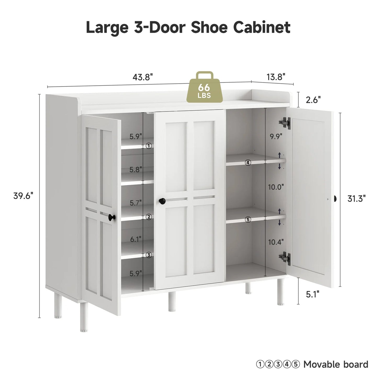 with 3 Doors, 30 pairs shoe Storage Cabinet , 40 inch Fammhouse shoe Rack shoe Organizer Cabinet for Entpway