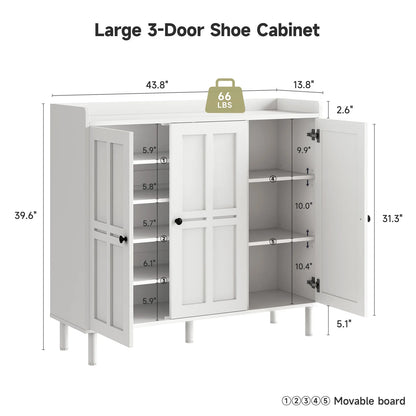 with 3 Doors, 30 pairs shoe Storage Cabinet , 40 inch Fammhouse shoe Rack shoe Organizer Cabinet for Entpway