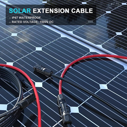 US Stock 10AWG 6mm² Solar Extension Cable 9M 15M 20M 30M Red+Black Both End with Universal Solar Connector Plug IP67 Fit for Solar RV Boat Home