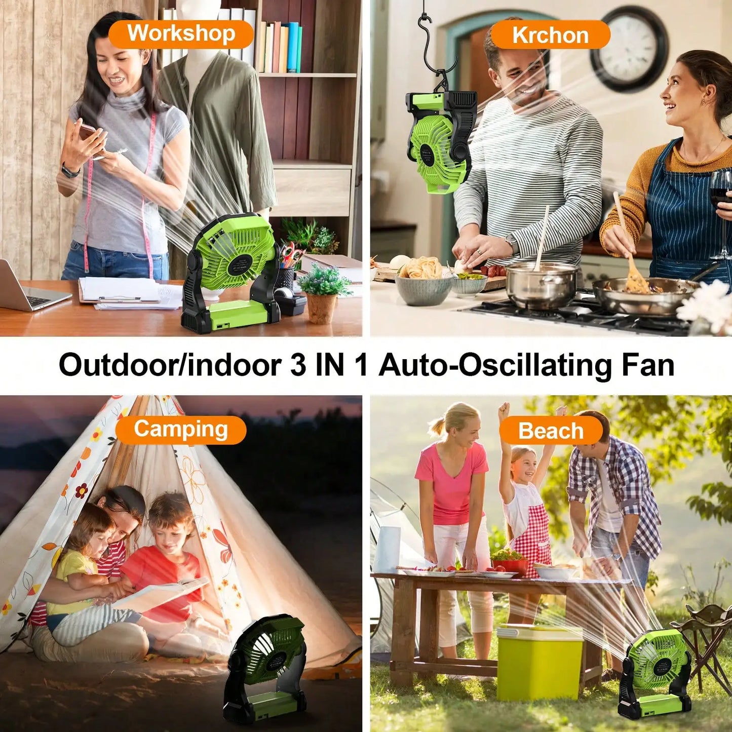Portable Camping Fan With LED Light - 20000mAh Rechargeable Battery, Adjustable 270°/360° Design For Tents