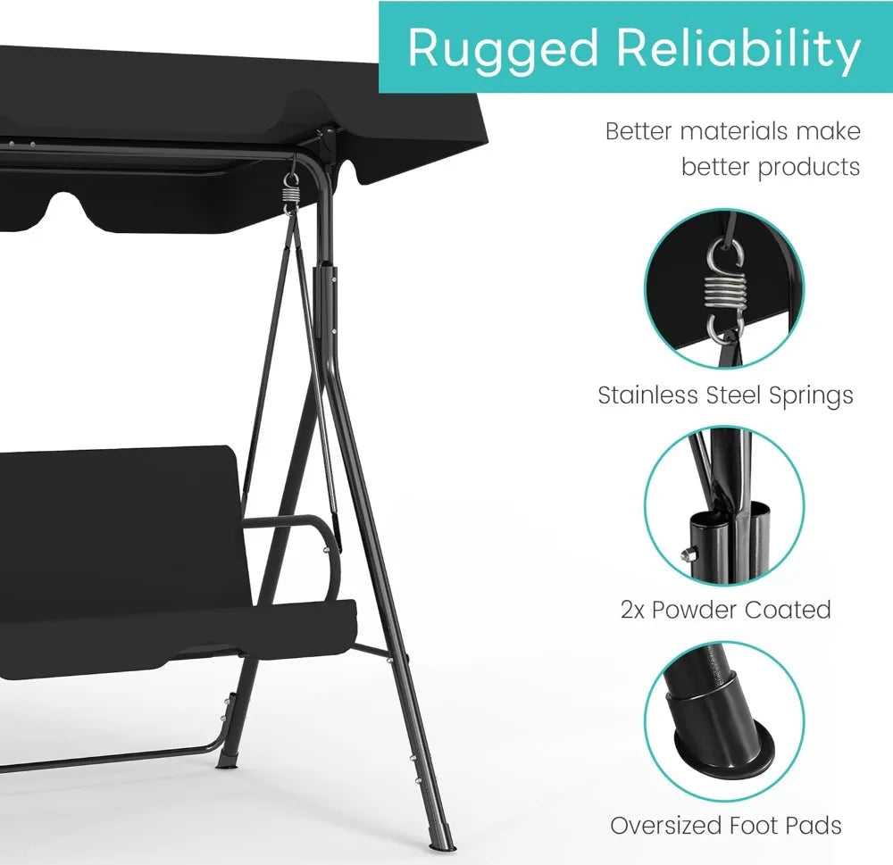Outdoor Patio Swing Chair with Adjustable Canopy