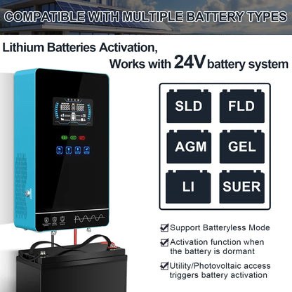 EASUN POWER 4000W Off Grid Hybrid Inverter 24V 5600W MPPT Solar Charger Pure Sine Wave Inverter 6.25 Inch LCD 110V Inversores