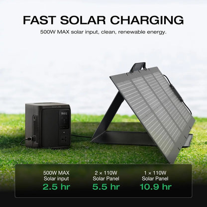 Solar Generator DELTA 3 1000 Air with 110W Solar Panel, 960Wh LiFePO4 (LFP) Battery, 500W AC Output Portable Power Station for H