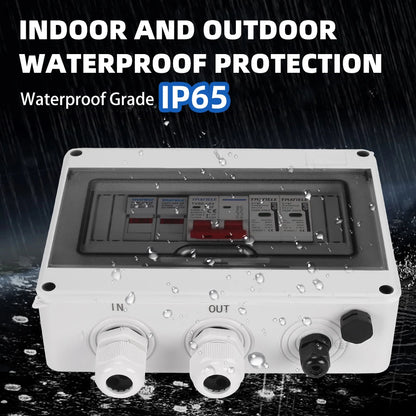 Solar photovoltaic PV DC Combiner Box Surge Lightning Protection 1 input 1 out DC 600V Fuse MCB SPD HT Waterproof Box IP65