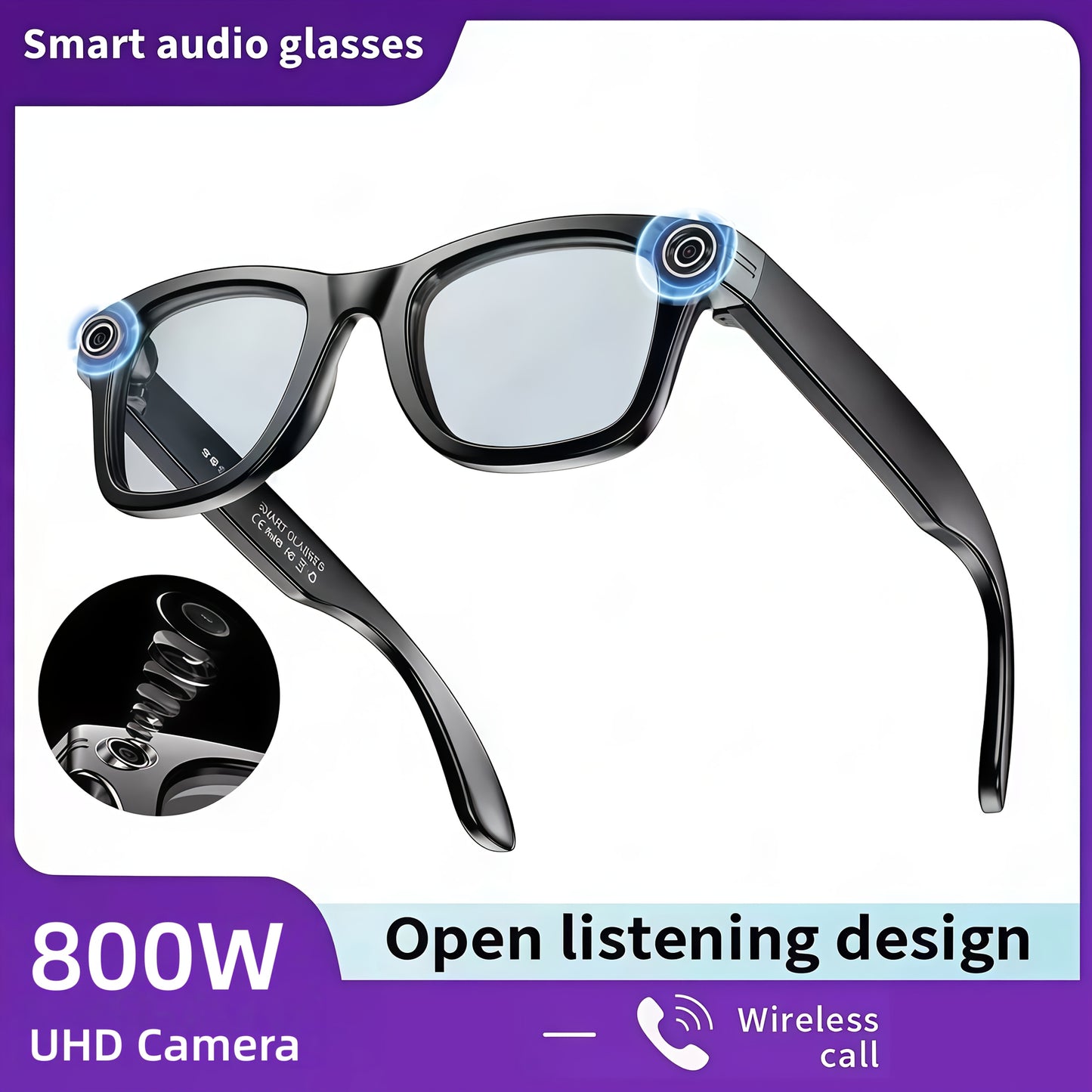 Gafas inteligentes con IA, cámara de alta definición