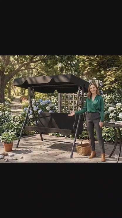 Outdoor Patio Swing Chair with Adjustable Canopy